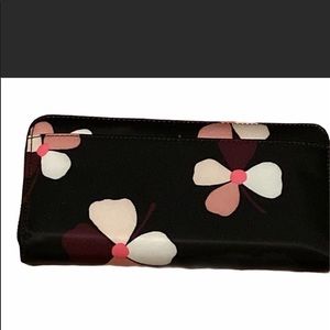 Kate Spade Full Size Designer Black Floral Wallet